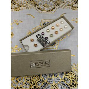 Honora Earrings Set Freshwater Pearl Multi Color 925 Sterling Set READ